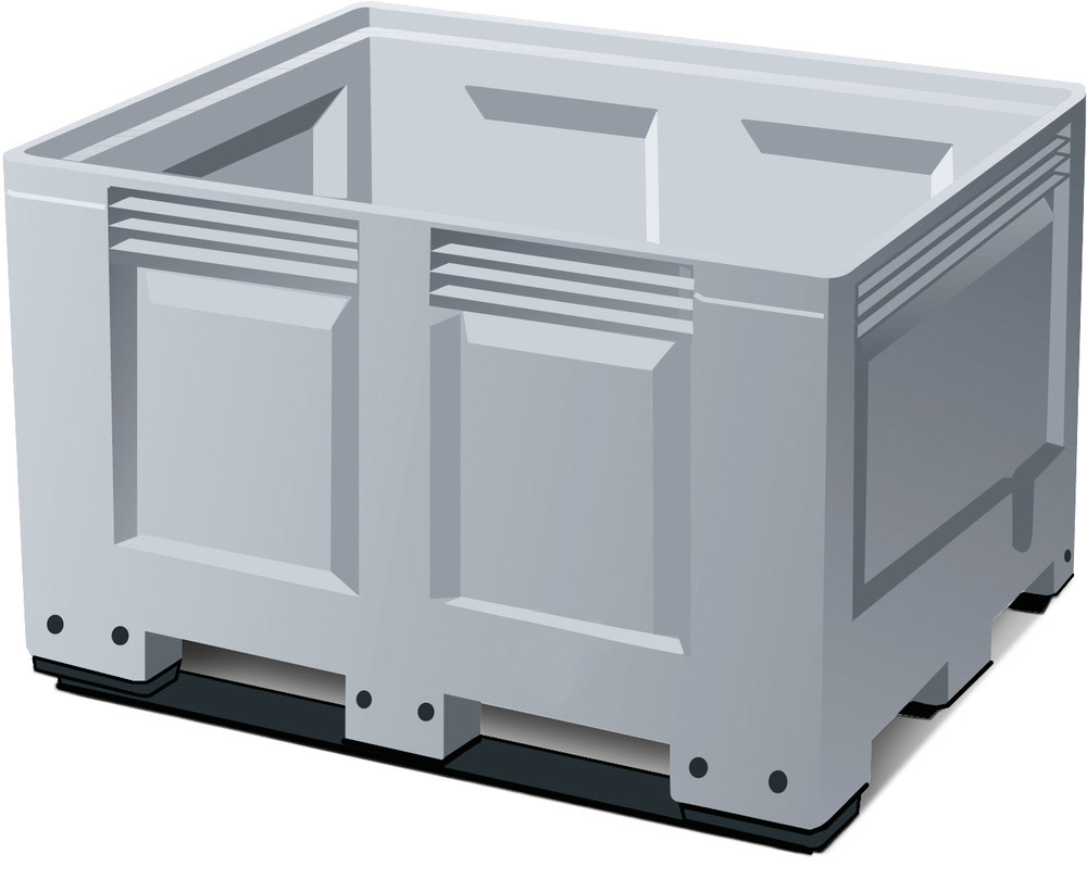 Palettenbox PB 8-K aus Kunststoff, mit 3 Kufen, 535 Liter Volumen