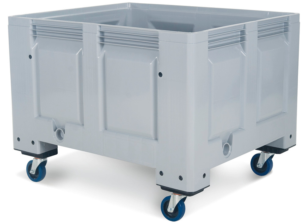 Palettenbox SB 10-F aus Kunststoff, mit 4 Lenkrollen, 670 Liter Volumen