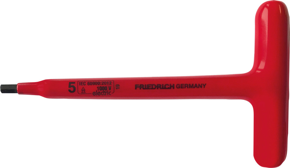 6-kant Stiftschlüssel mit T-Griff, 5 x 250 mm, CrV-Stahl, tauchisoliert 1000 V
