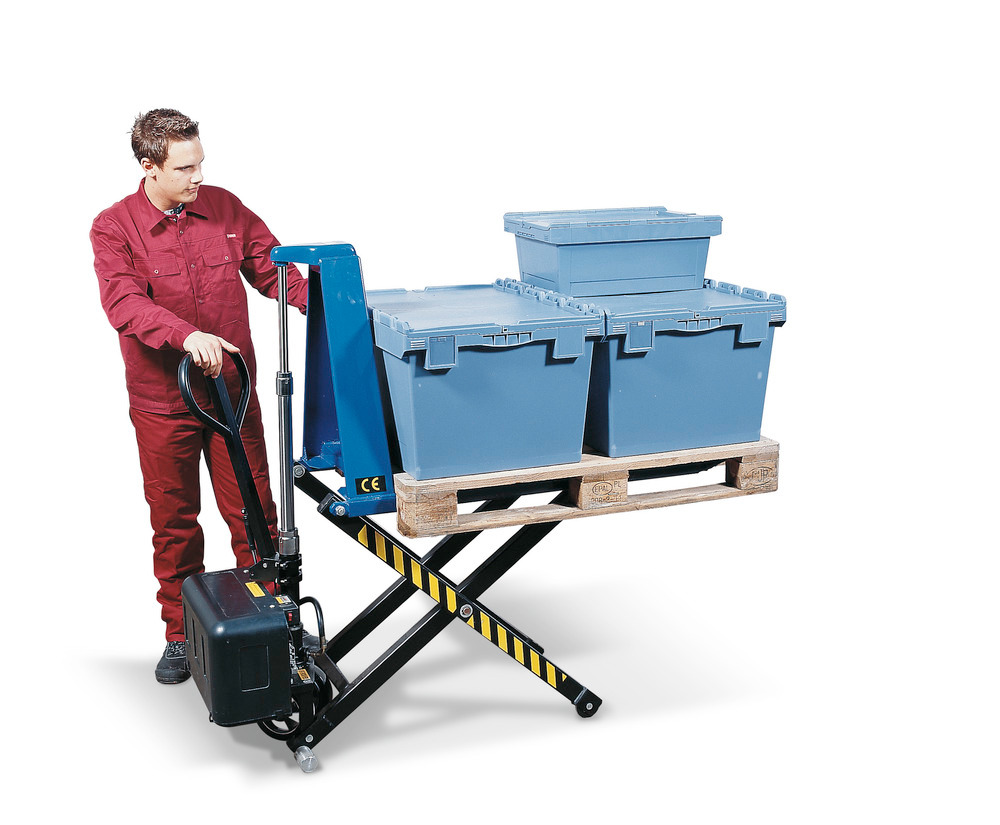 High lift pallet truck SHW E, with electro hydraulic pump, load capacity 1000 kg