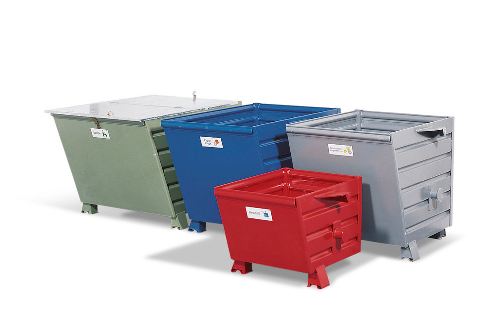 Bulk goods containers in various sizes and colours