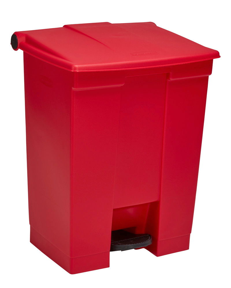 Avfallsbeholder av polyetylen (PE), m/ selvlukkende lokk, 45 liter, rød