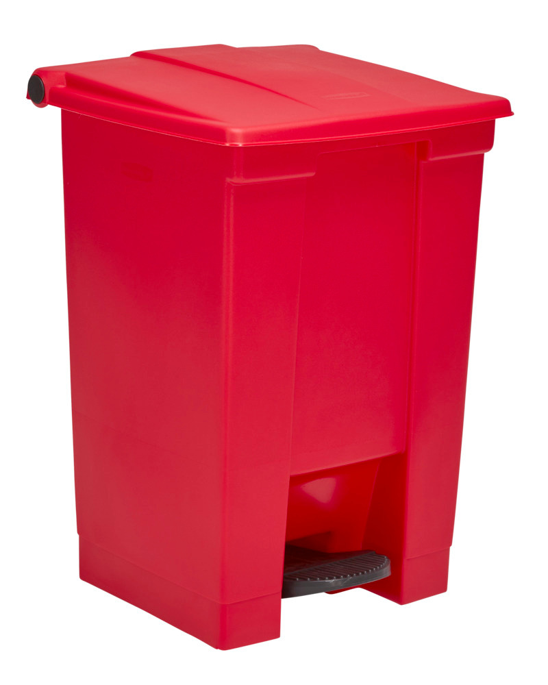 Coletor de resíduos em polietileno (PE), c/ tampa de fecho automático, 68 litros de volume, vermelho