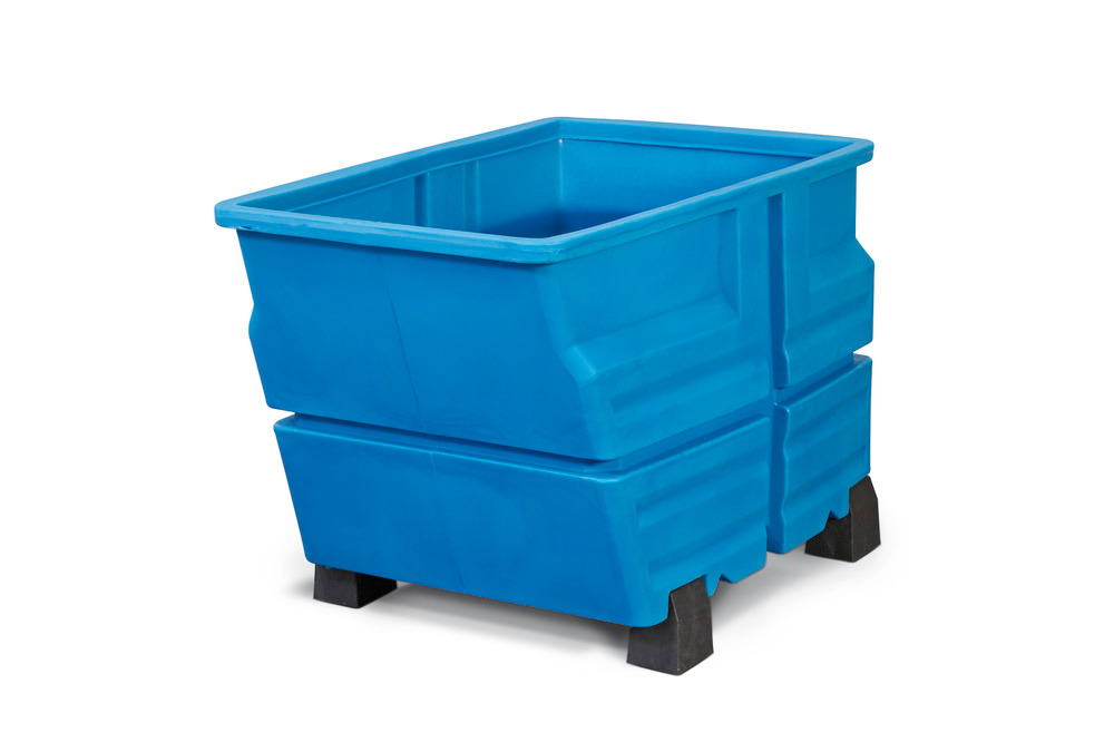 Collecteur en polyéthylène (PE), avec pieds, 800 litres, bleu