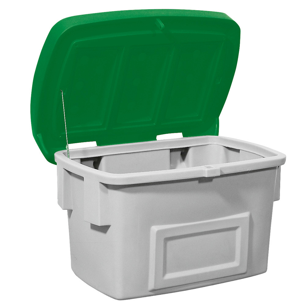 Szóróanyag tároló SB 200, polietilénből (PE), 200 literes, zöld fedél