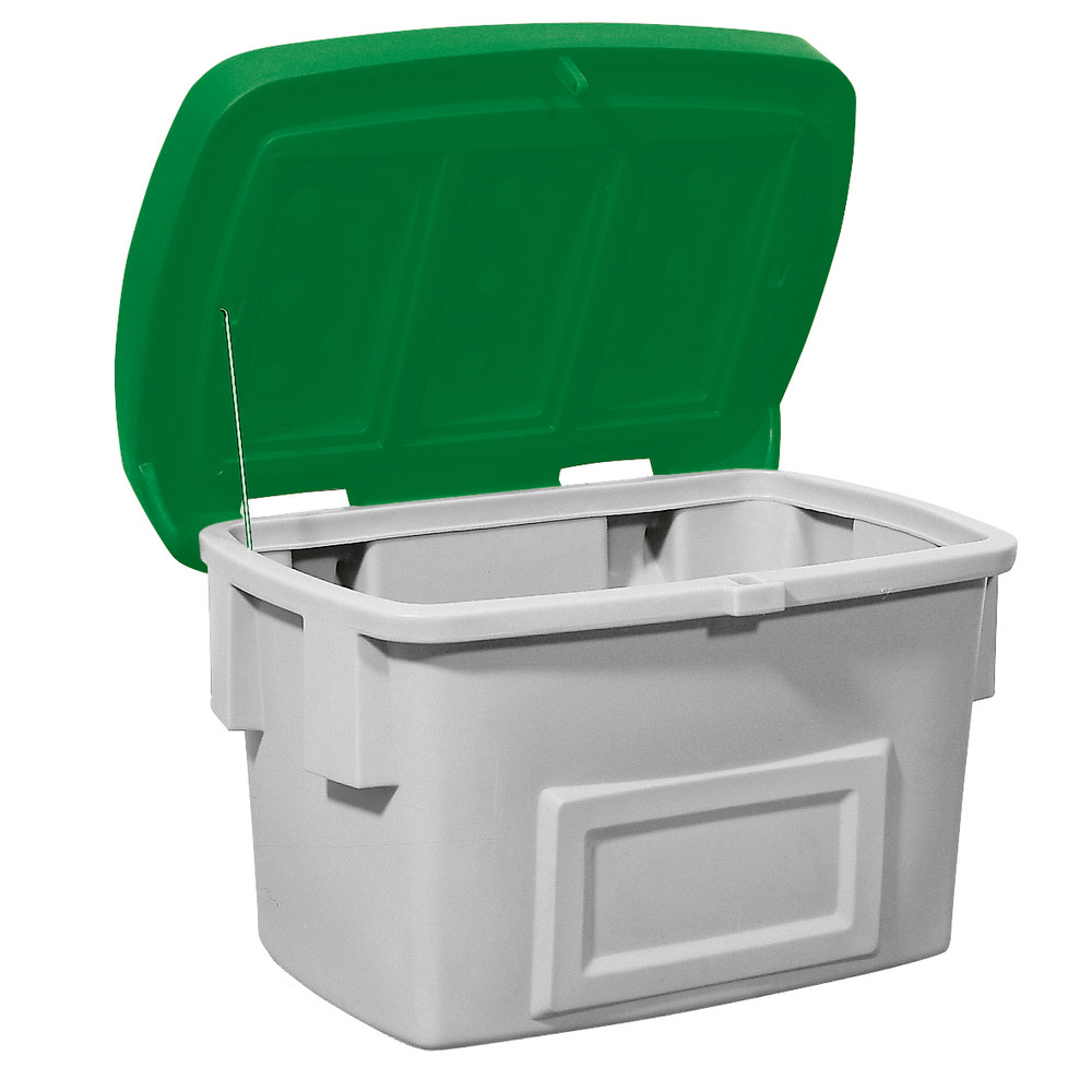 Streugutbehälter SB 1000 aus Polyethylen (PE), 1000 Liter Volumen, grüner Deckel