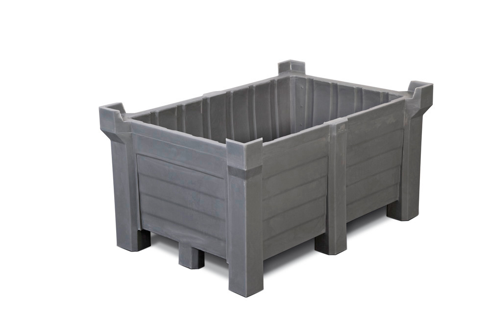 Stackable container PolyPro in PE, 260 litre volume, 240 litre containment volume, closed, grey