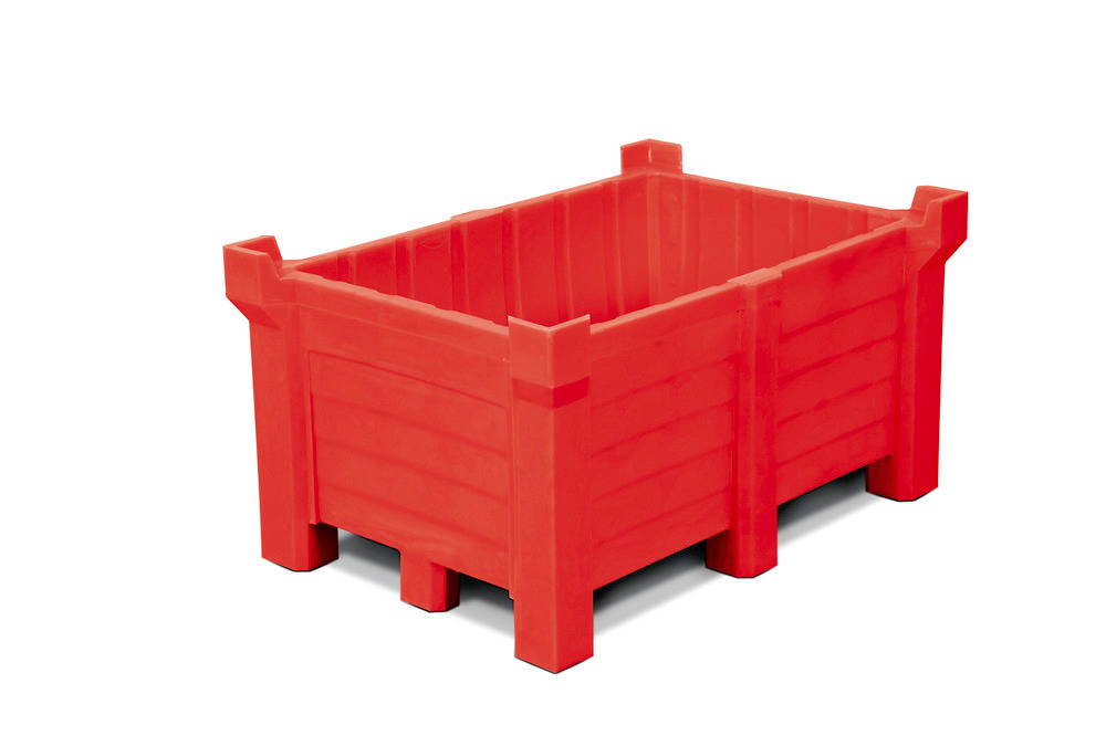 Stackable container PolyPro in PE, 260 litre volume, 240 litre containment volume, closed, red