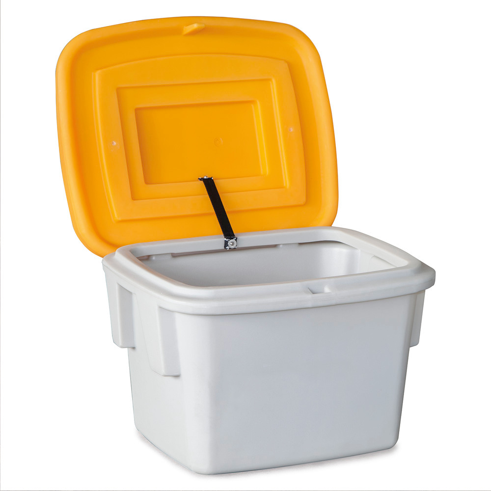 Streugutbehälter SB 60 aus Polyethylen (PE), mit orangefarbenem Deckel