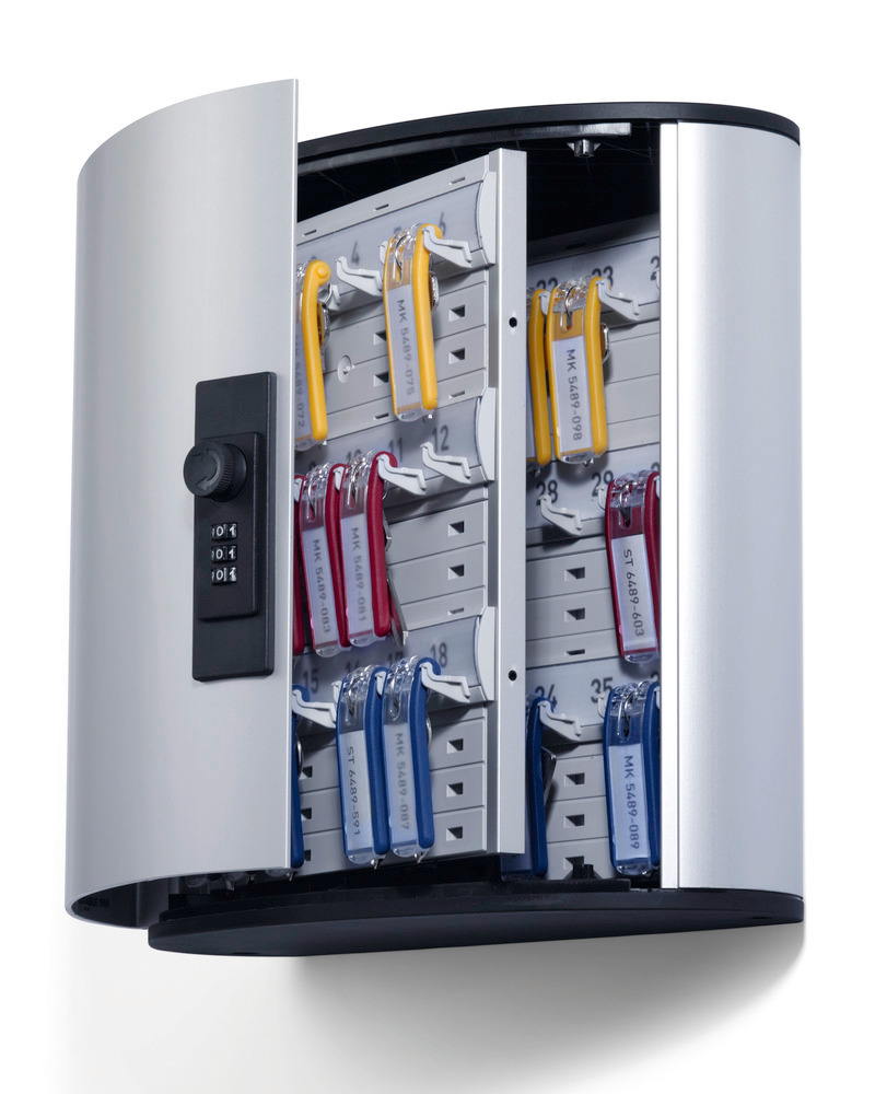 Key cabinet 36-M in aluminium with mechanical lock and 36 hooks