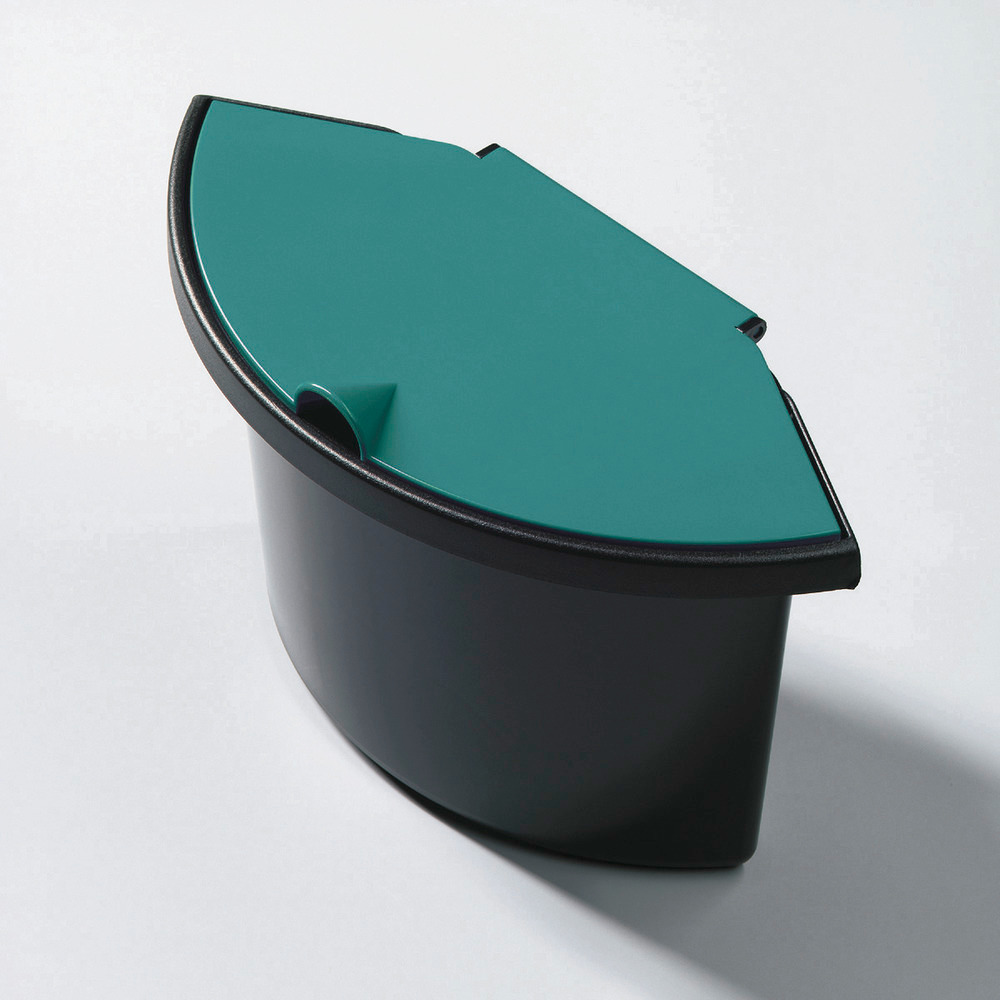Contenedor accesorio con tapa, para papeleras de 18 litros, volumen de 2 litros, negro / verde