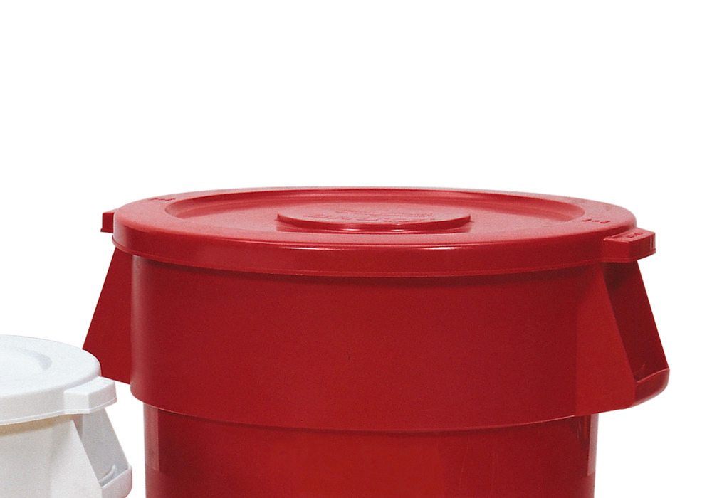 Låg til universalbeholder af polyethylen (PE) med 120 liters volumen, rød