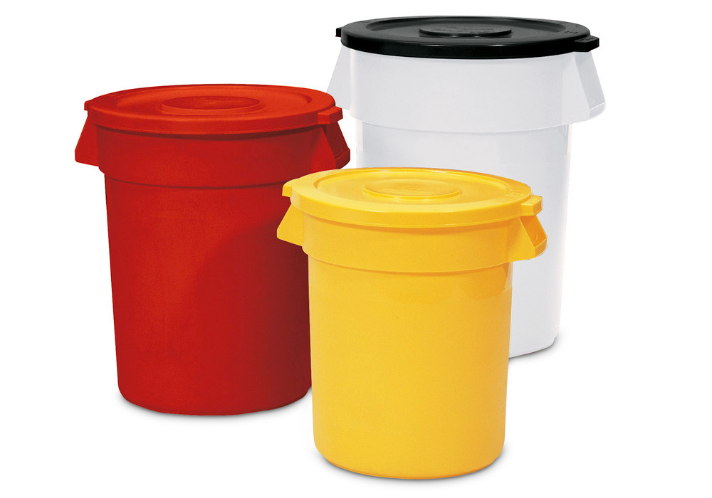 Round multipurpose container, available in 5 sizes and 5 colours (lid optional)