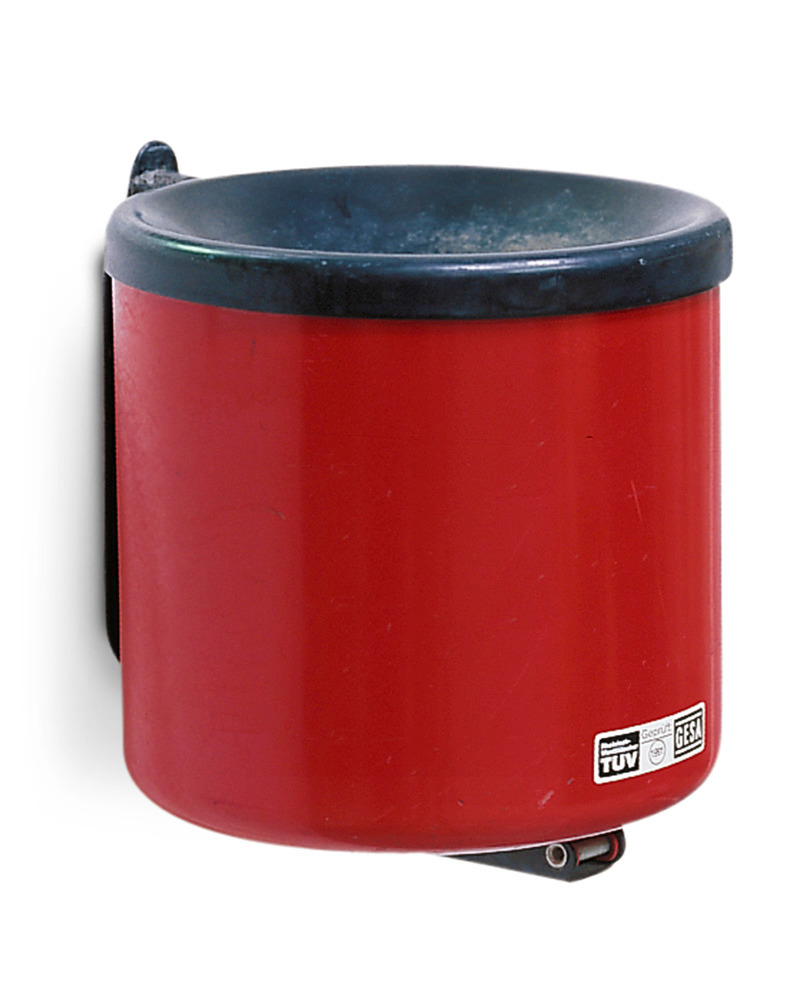 Wall mounted ashtray, 2.4 litre capacity, red