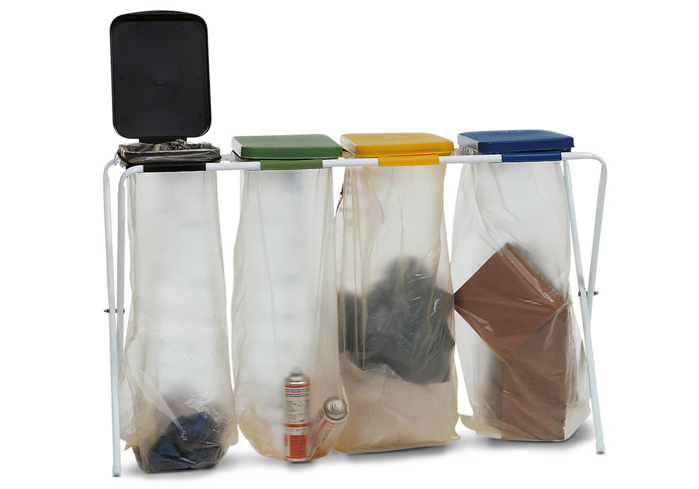 Zberná nádoba na odpad so 4 rôznymi farbenými prevedeniami poklopu, pre 4x 70-litrové vrecia