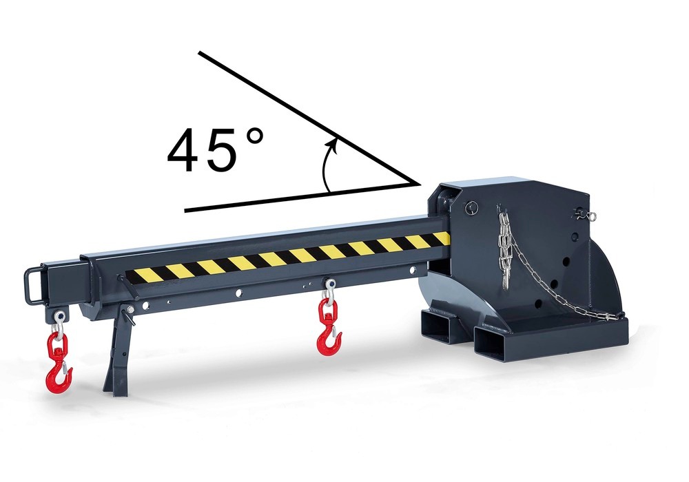 Crane arm, extendable and height-adjustable version (6 extension positions, 5 height adjustments up to 45°)