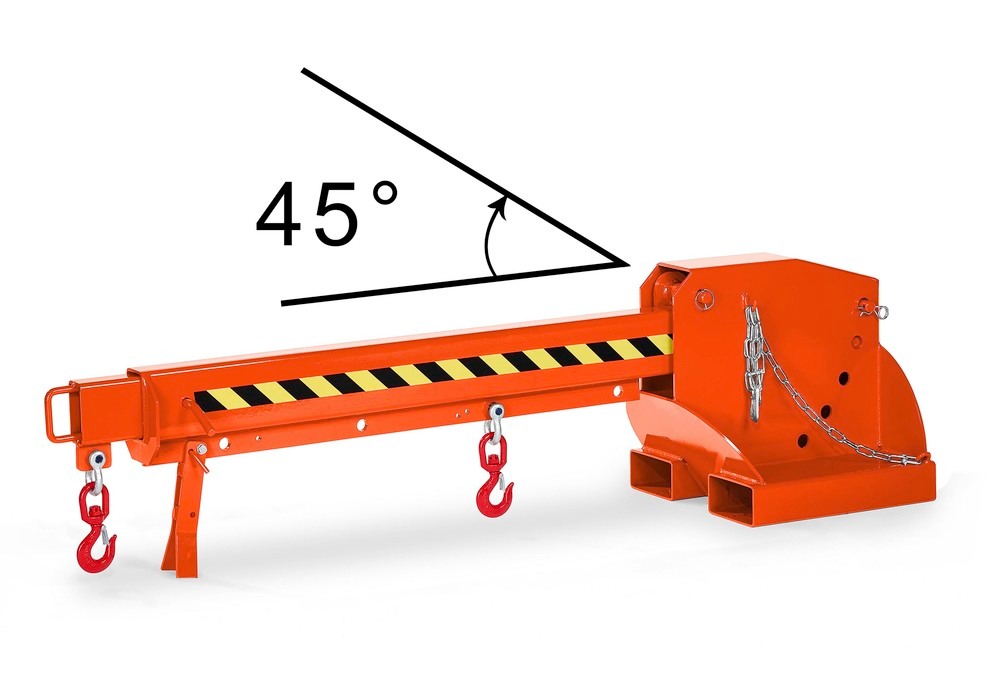Bras de grue, télescopique et réglable en hauteur, charge admissible de 1250 - 8000kg, orange