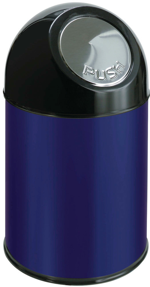 Push-Abfallbehälter aus Stahl, 30 Liter Volumen, blau