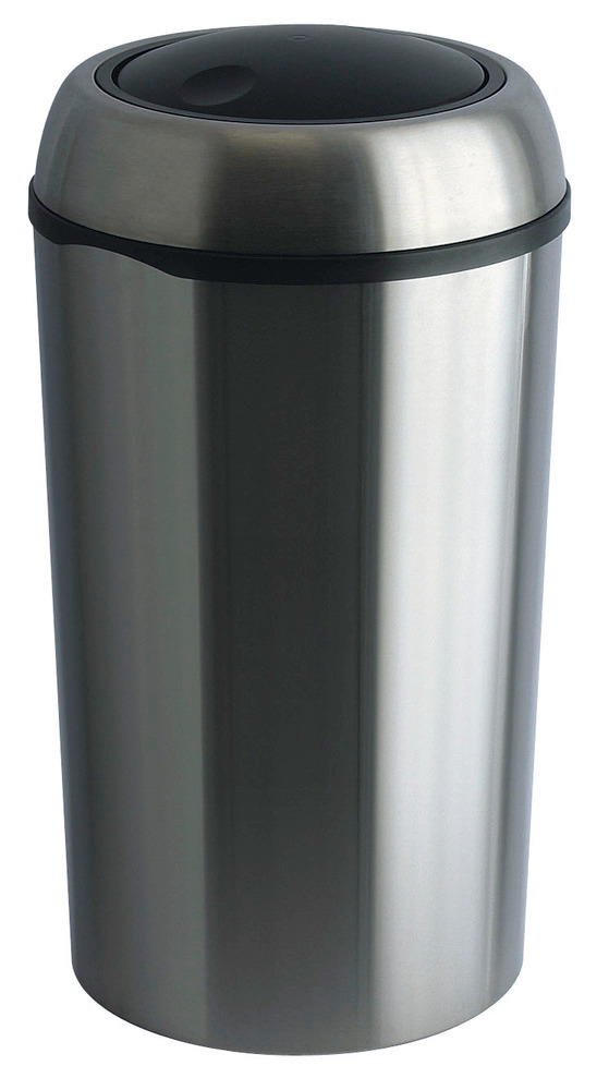 Waste bin, stainless steel, with swing lid, round, 75 litre capacity