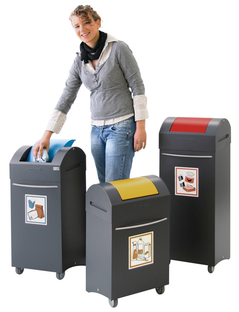 Recyclable material container in attractive, modern design