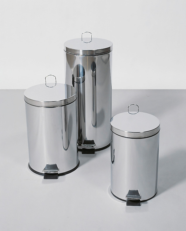 Pedal bin, stainless steel, round, with foot pedal, 12 litre capacity