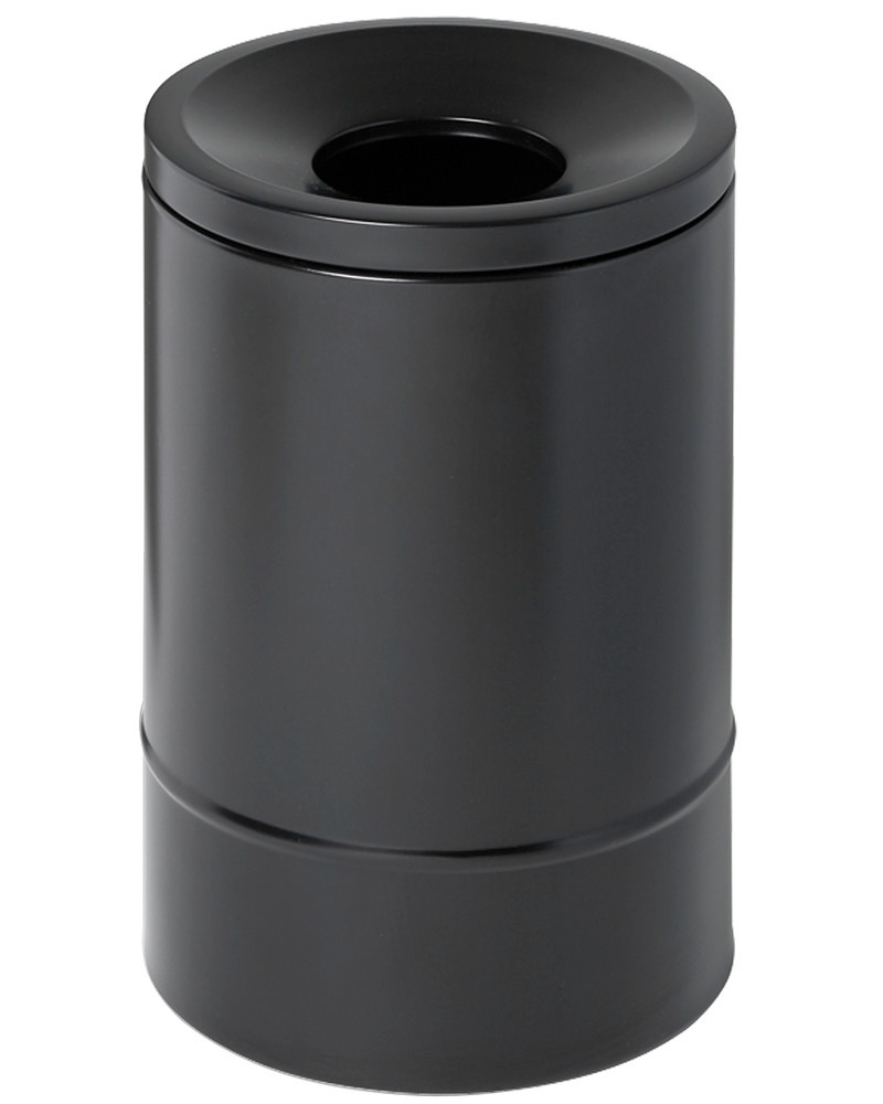 Self-extinguishing waste paper bin, 30 litres, steel, black