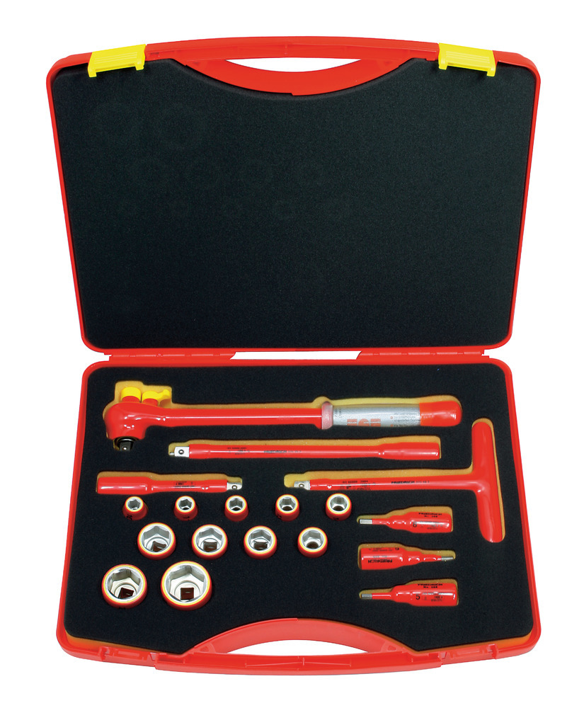 Surtido herramientas de seguridad VDE 1/2 llave torsión, 18 piezas en maletín, aislamiento 1000 V