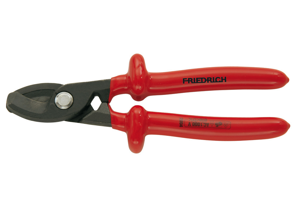 VDE cable shears, 210 mm, adjustable joint, cutting range Ø max. 20 mm, dip insulated 1000 V