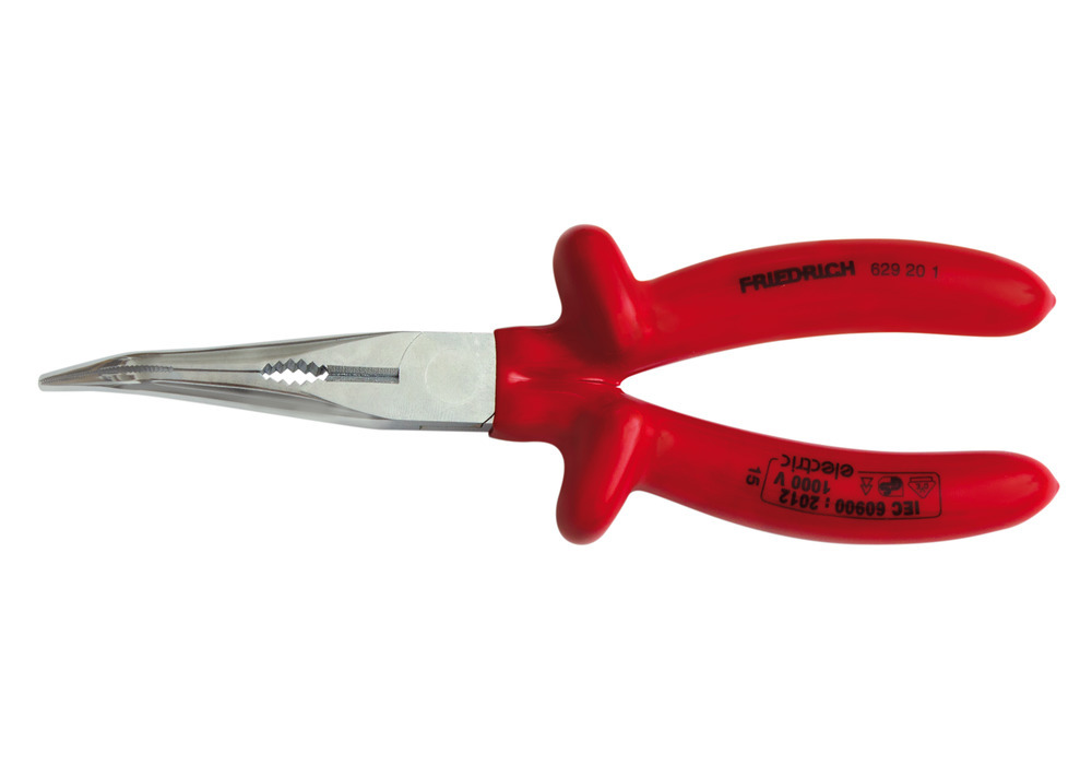 VDE telephone pliers angled 45°, 200 mm, chrome-plated tool steel, dip insulated, 1000V