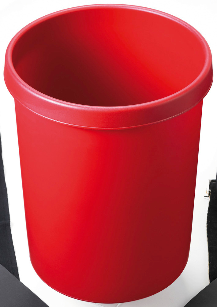 Papelera grande con asidero perimetral, volumen de 45 litros, rojo