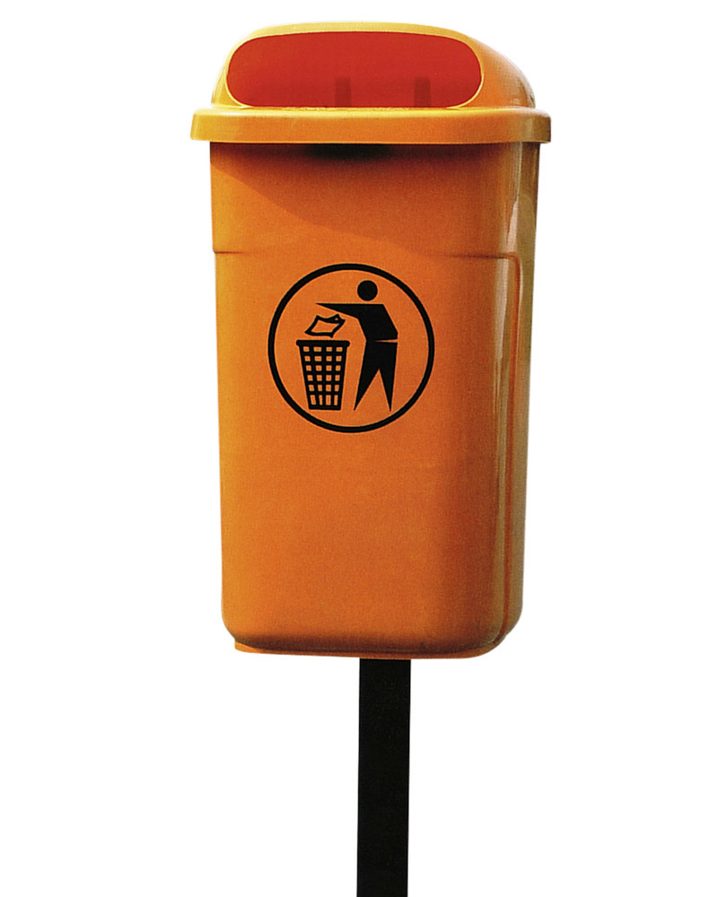 Stalen staander voor afvalbak van polyethyleen (PE), voor in beton, incl. bevestigingsmateriaal