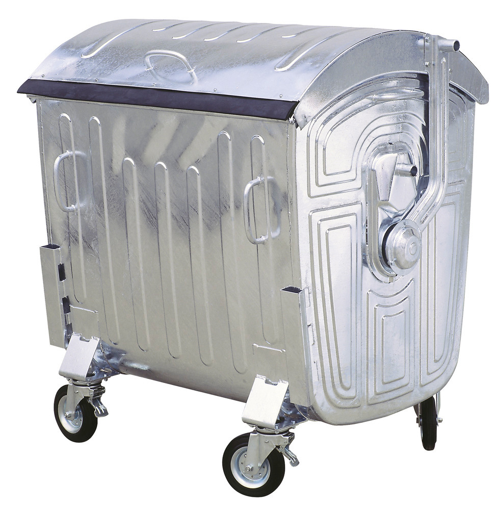 Contenedor de residuos de acero, galvanizado en caliente, volumen de 1100 litros