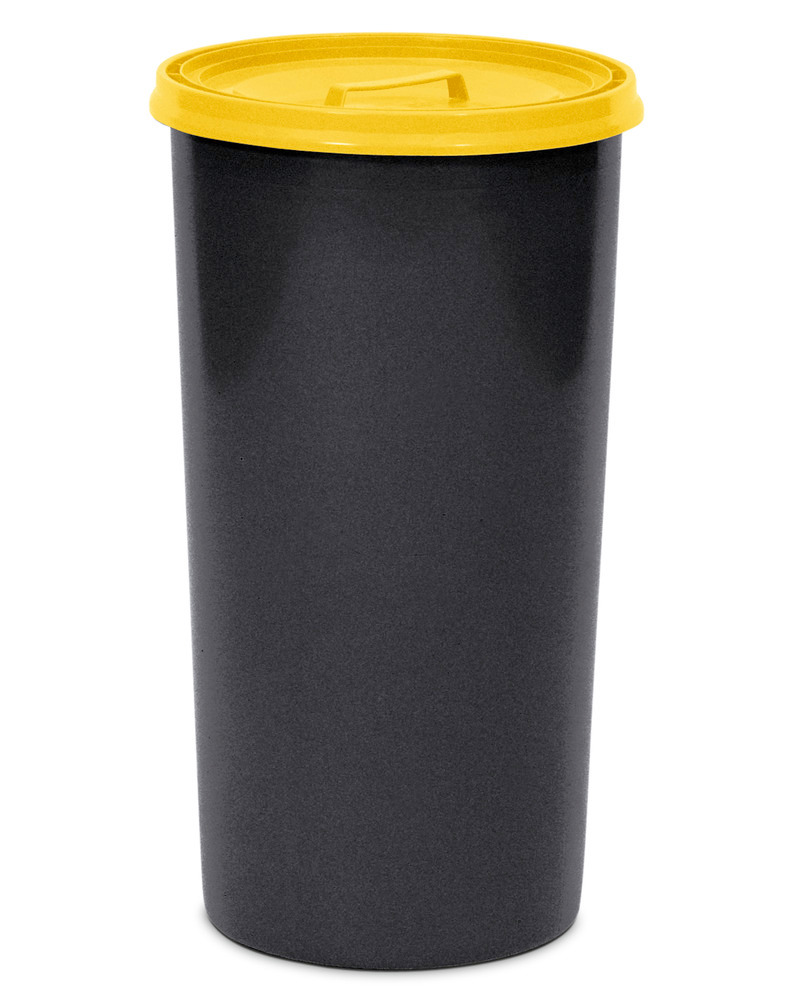 Contentor de lixo para resíduos em polietileno (PE) com tampa, volume 60 litros, cinza