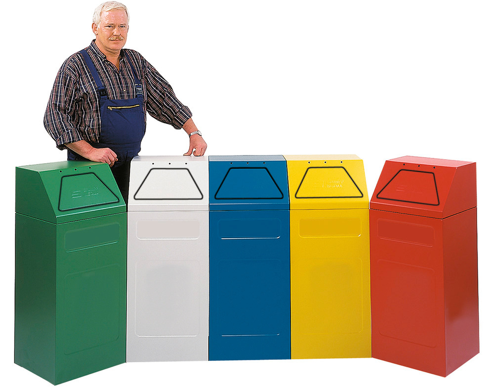 Recyclable material container model AB 65-b, available in 5 colours or in stainless steel