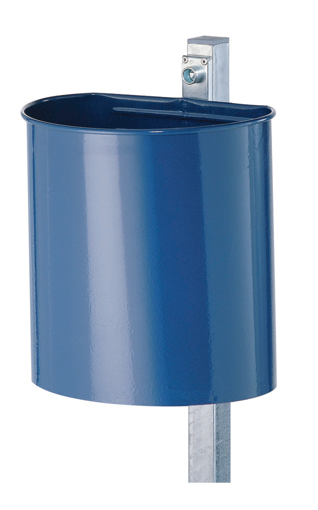 Avfallsbeholder av stål, med veggskinne, 20 liters volum, blå