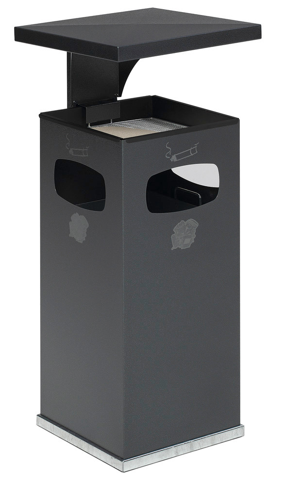 Waste bin and ashtray, anthracite, 38 litres