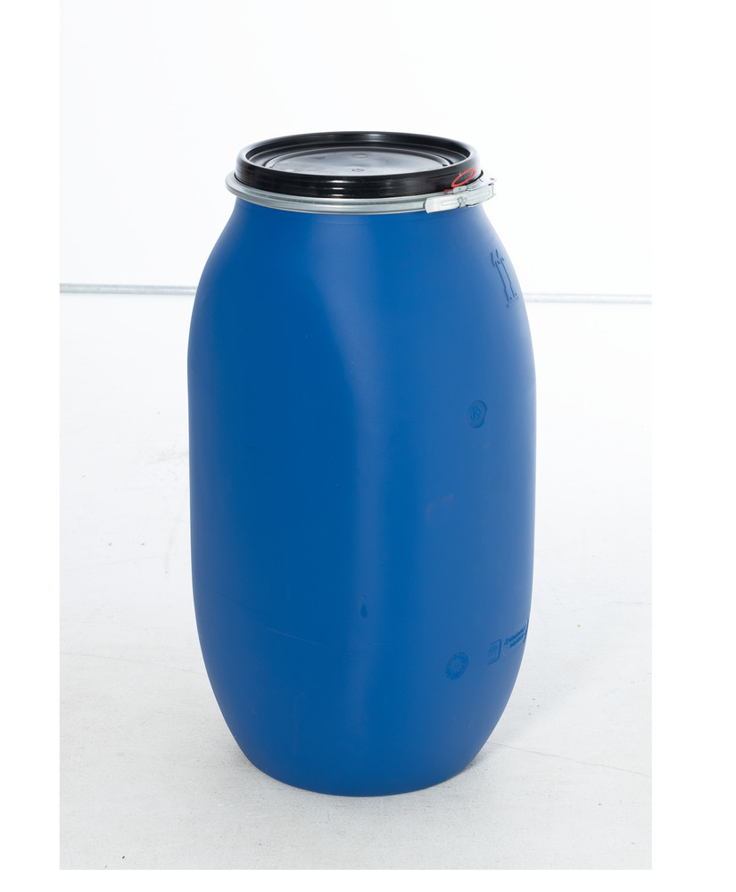 Bidón de plástico con tapa, cuadrado, azul, 120 litros