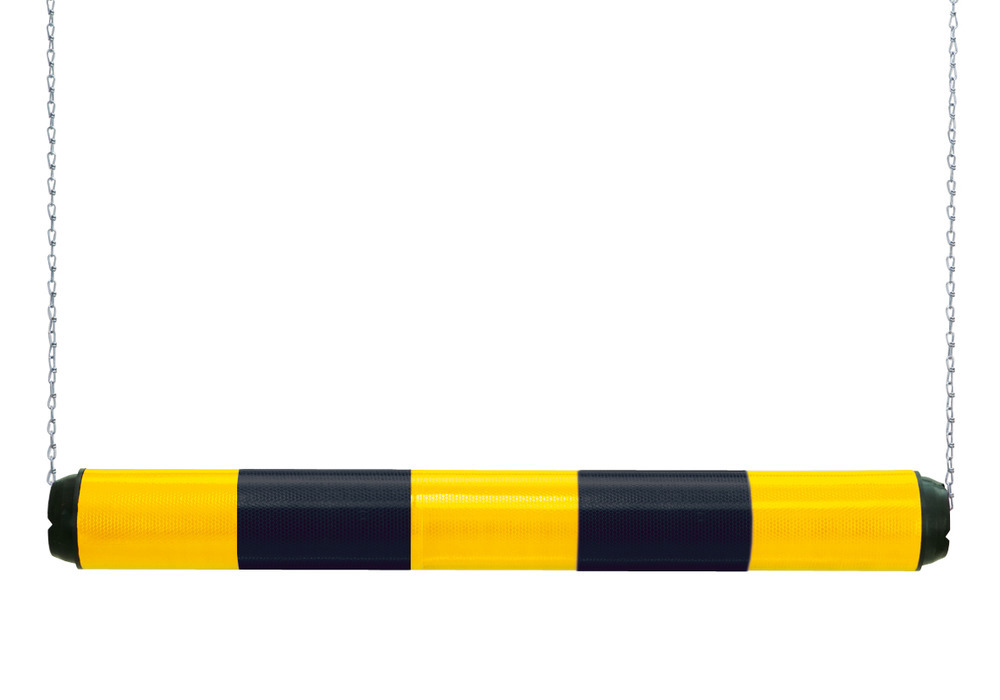 Limiteur de hauteur, réfléchissant, noir et jaune, avec suspension