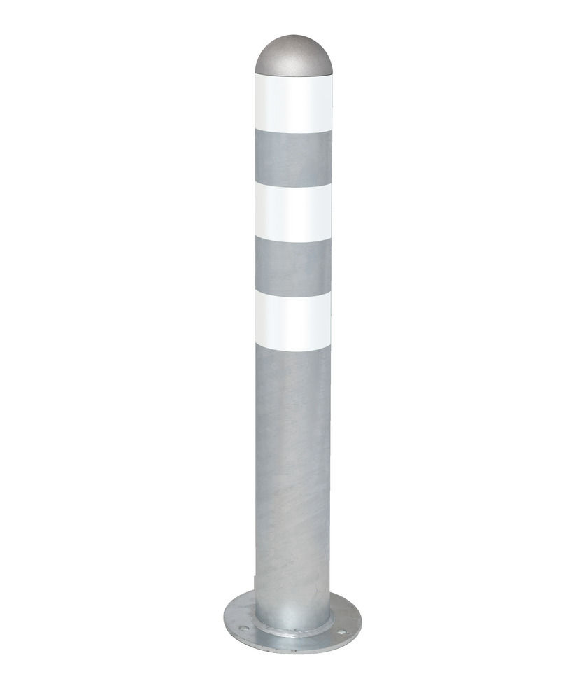Ladesäulen Rammschutz-Poller aus Stahl, H 800 mm, Reflexringe weiß, zum Aufdübeln