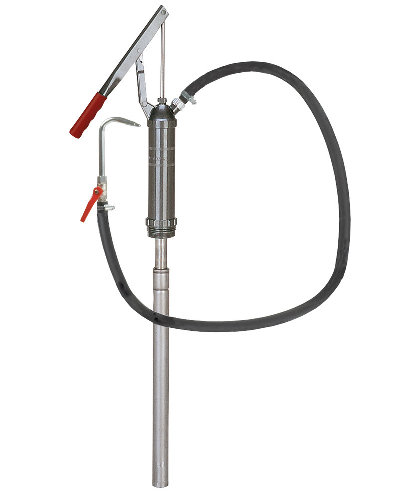 Manual lever pump FL 205, with hose, ball valve and nozzle, for flammable solvents