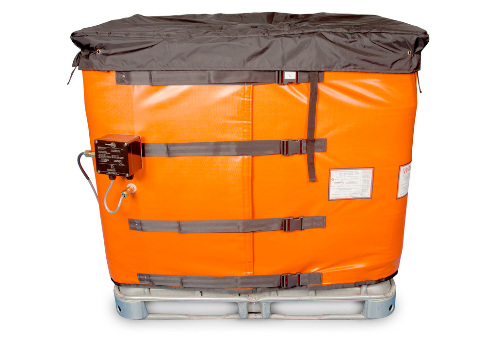 Ex heating jacket for 1000 L IBCs, with manual temperature controller and insulating cover