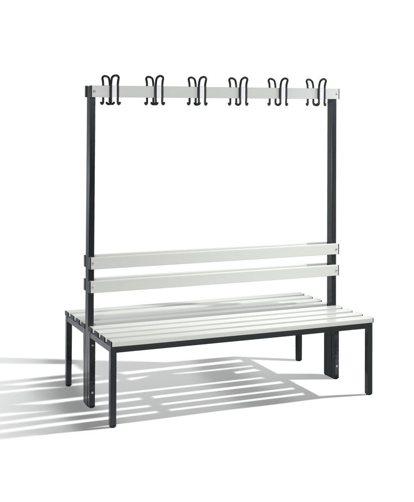 Umkleidebank Basic, doppelseitig, Sitzleisten lichtgrau, B 1500 mm