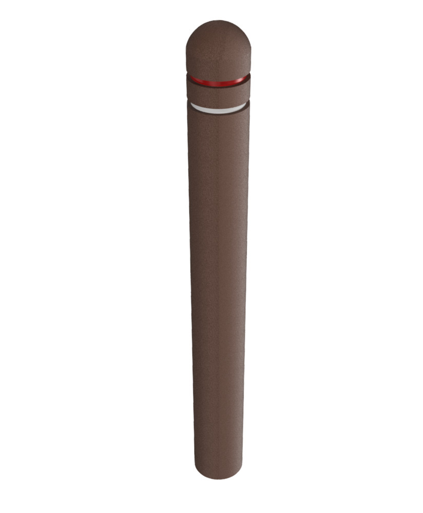 Absperrpfosten, Halbkugelkopf Ø 150mm, aus Recyclingmaterial, Gesamtlänge 1500 mm, mit Fräsungen