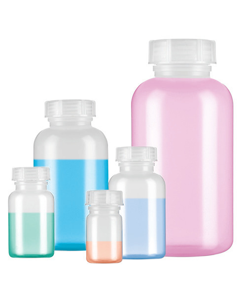 Flaske med bred hals, af LDPE, rund, transparent, 100 ml, 30 stk.