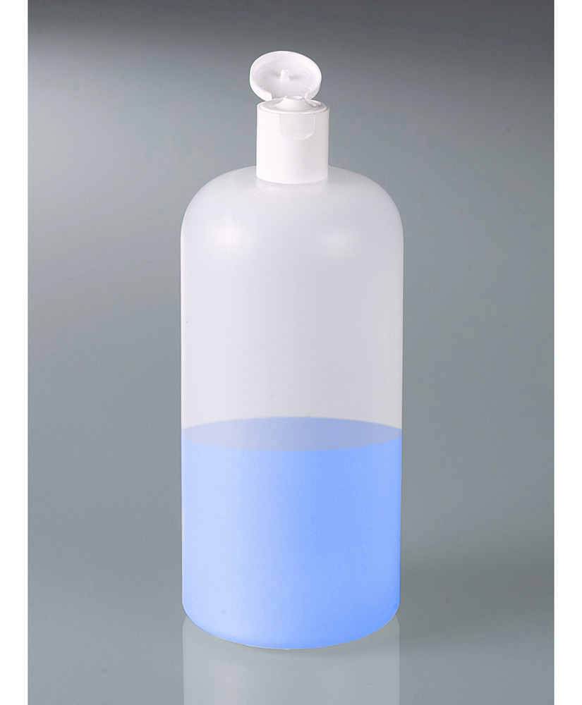 Rundflaschen aus HDPE, mit Klappverschluss 1000 ml, 10 Stück