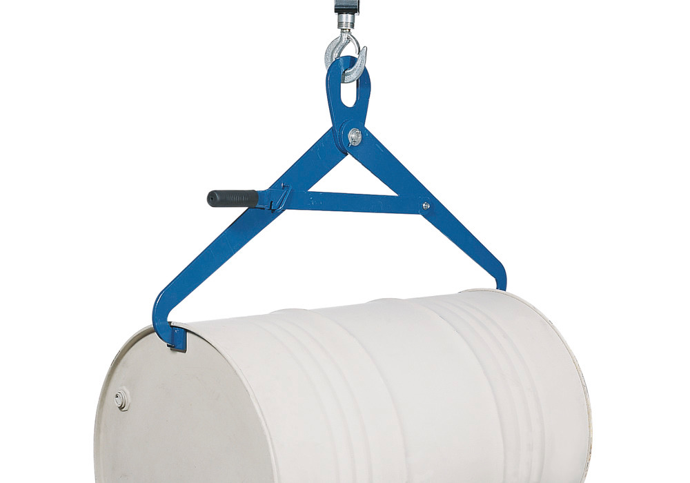 Drum tongs FZ 500-H for lifting 205 litre horizontal drums, with locking mechanism