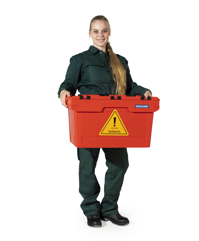 Kit de absorventes de emergência DENSORB em caixa de transporte portátil para uso móvel 