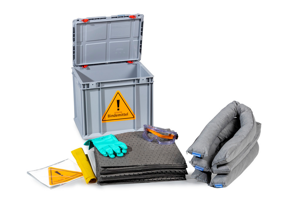 Emergency spill kit in Euro stacking container, Universal version