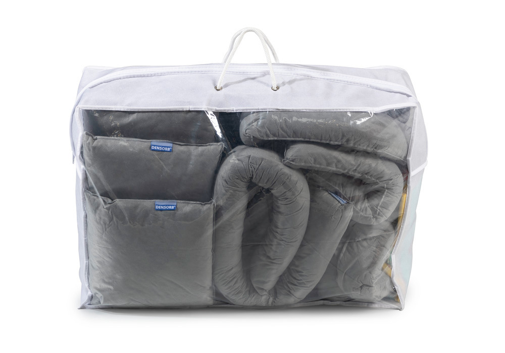 Emergency spill kit in transparent carry bag Model T76, Universal version