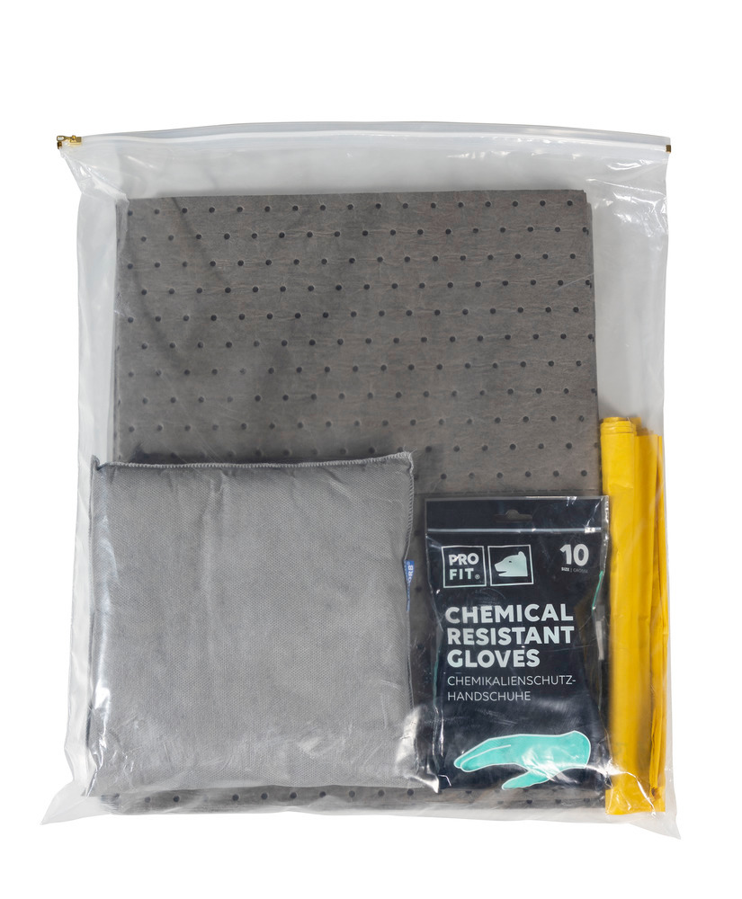 Kit de absorventes de emergências DENSORB em saco com panos e almofadas absorventes, Universal